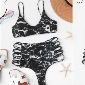 Black and white marble bikini